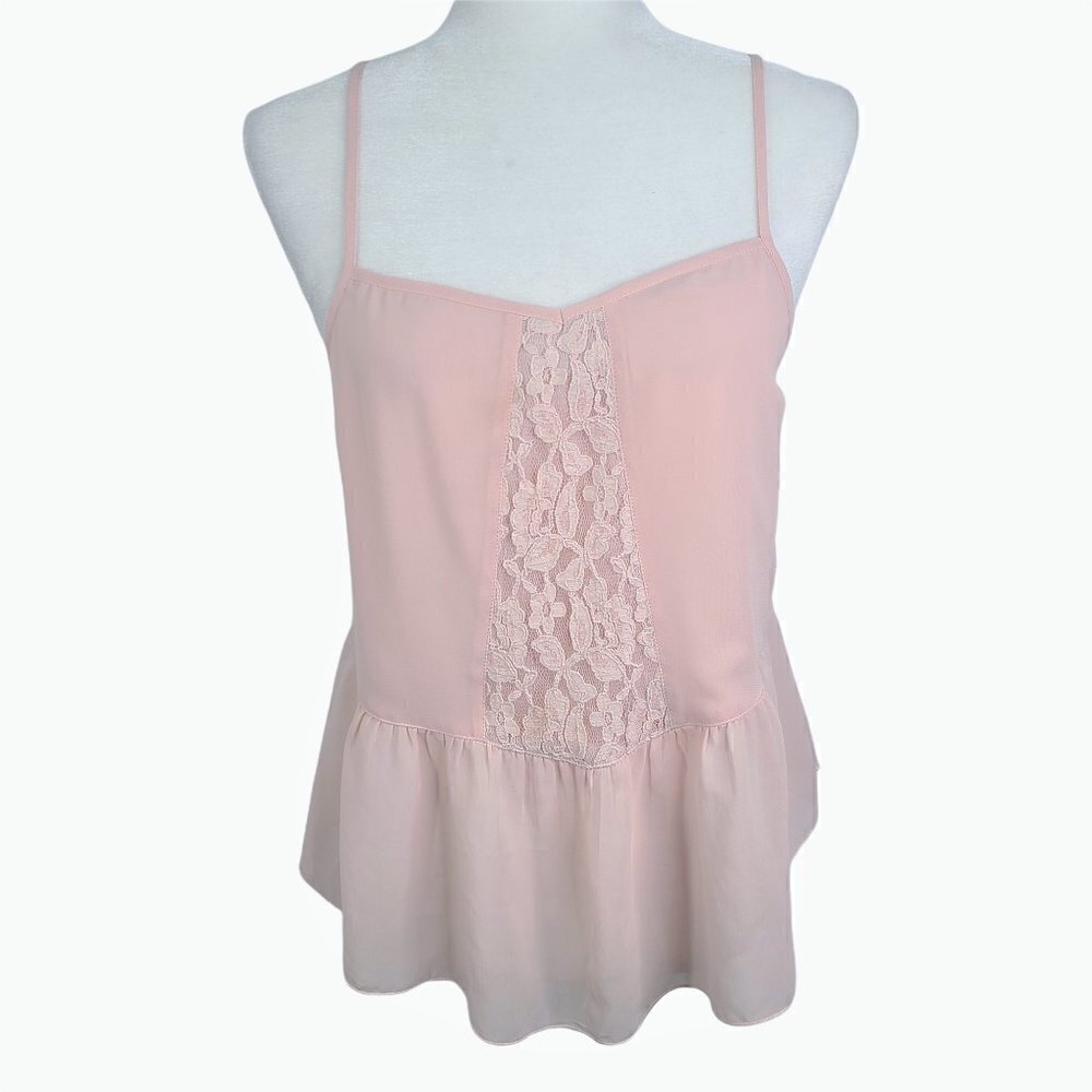 Leith Blush Pink Lace Babydoll Cami Strappy Top